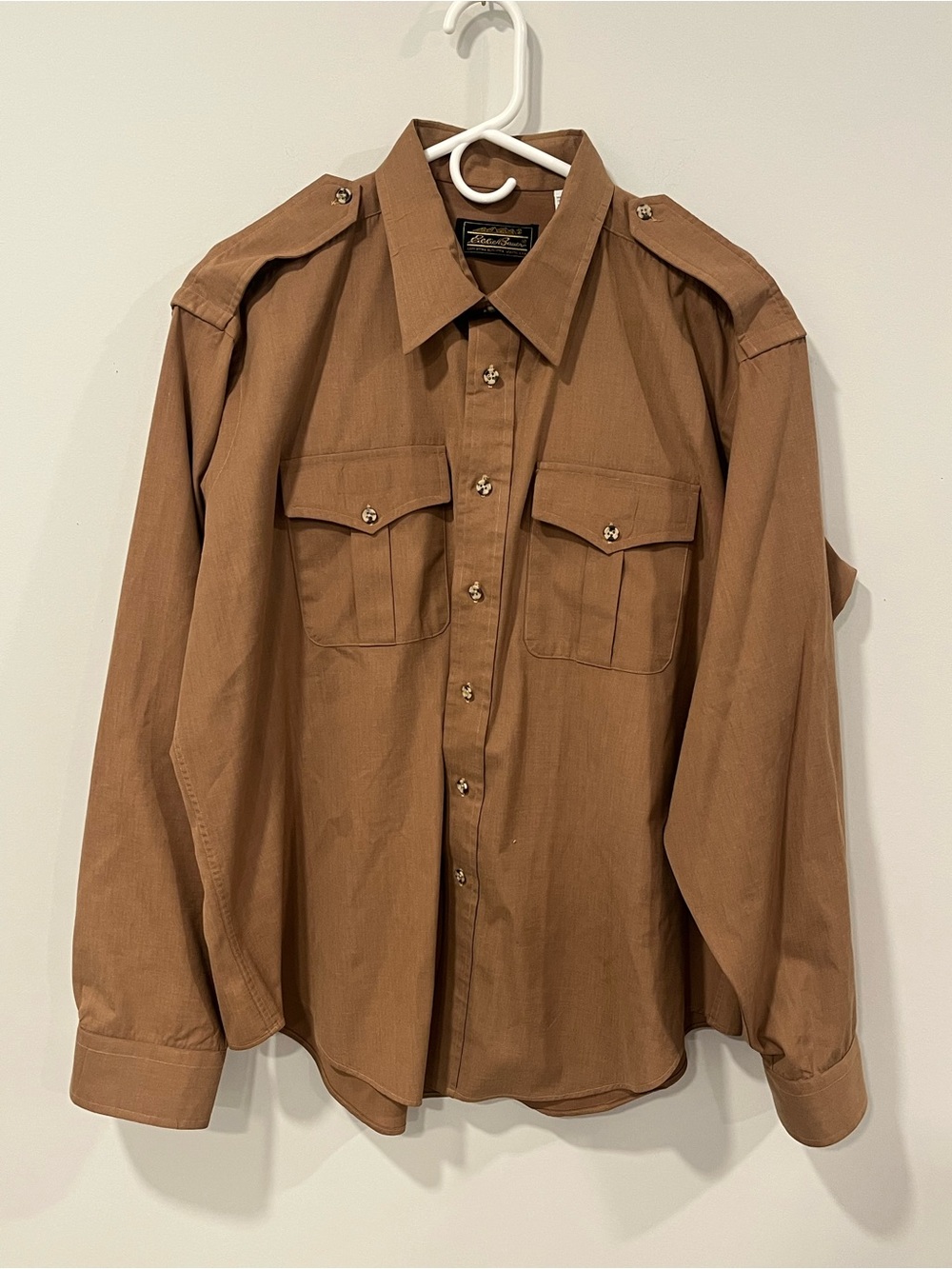 Eddie Bauer Brown Military-Inspired Button-Front Utility Shirt